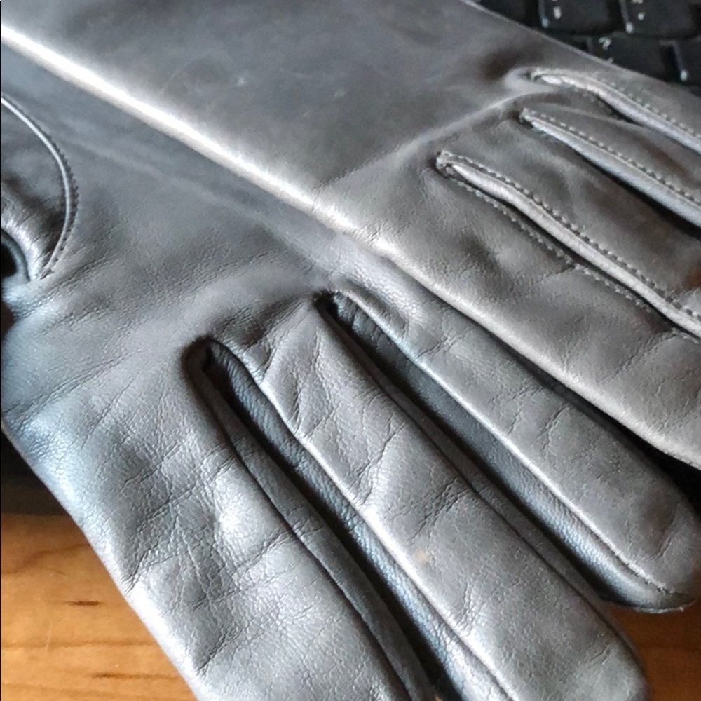 Vtg Grey Aris Ladies Leather Cashmere Lined Gloves - Picture 5 of 5